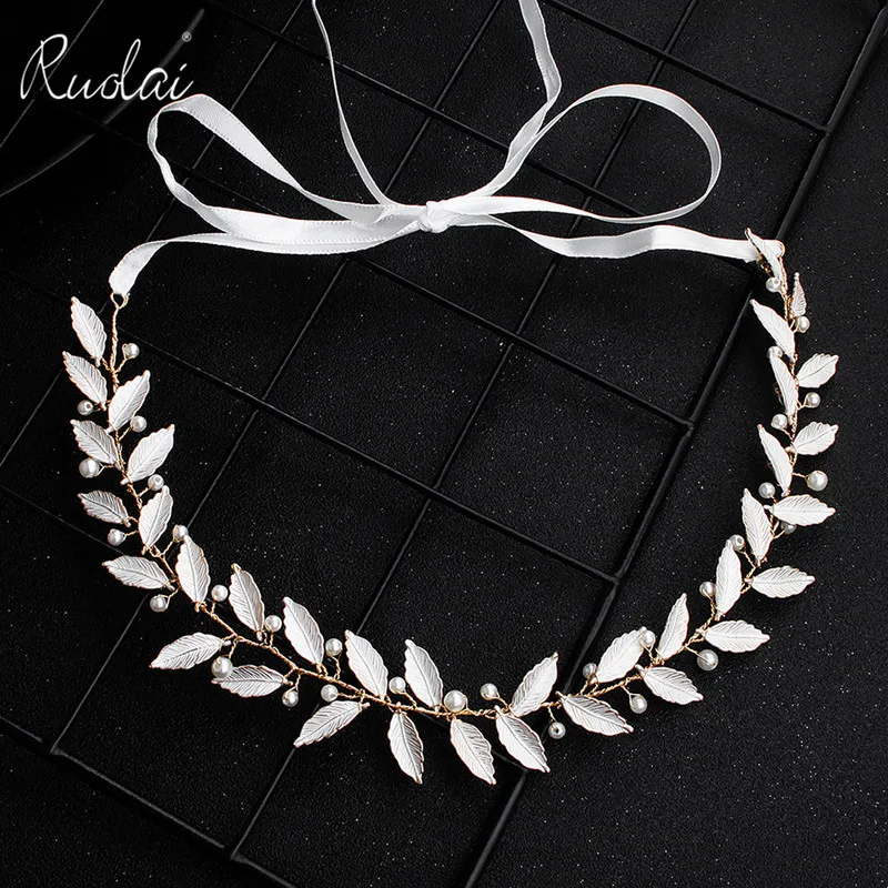 

Metal Fashion Wedding Headband Pearls Beaded Bridal Hair Accessories Headpiece Leaves Jewelry Bridal Headbands HD23