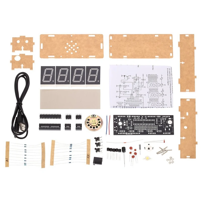 Компактная цифровая 4-разрядный светодиодный говорящие часы Diy Kit светильник Управление Температура даты и времени прозрачная витрина(зеленый