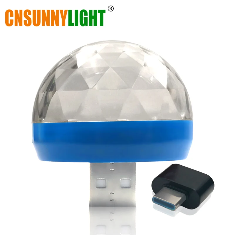 CNSUNNYLIGHT LED Car USB Atmosphere Light DJ RGB Mini Colorful Music Sound Lamp USB-C Phone Surface for Festival Party Karaoke