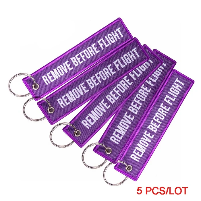 Purple Remove Before Flight Chaveiro тег брелок с вышивкой брелок для ключей для авиации OEM Брелоки ювелирные украшения Чемодан бирка в виде брелка для ключей, 5 шт./лот - Цвет: Purple