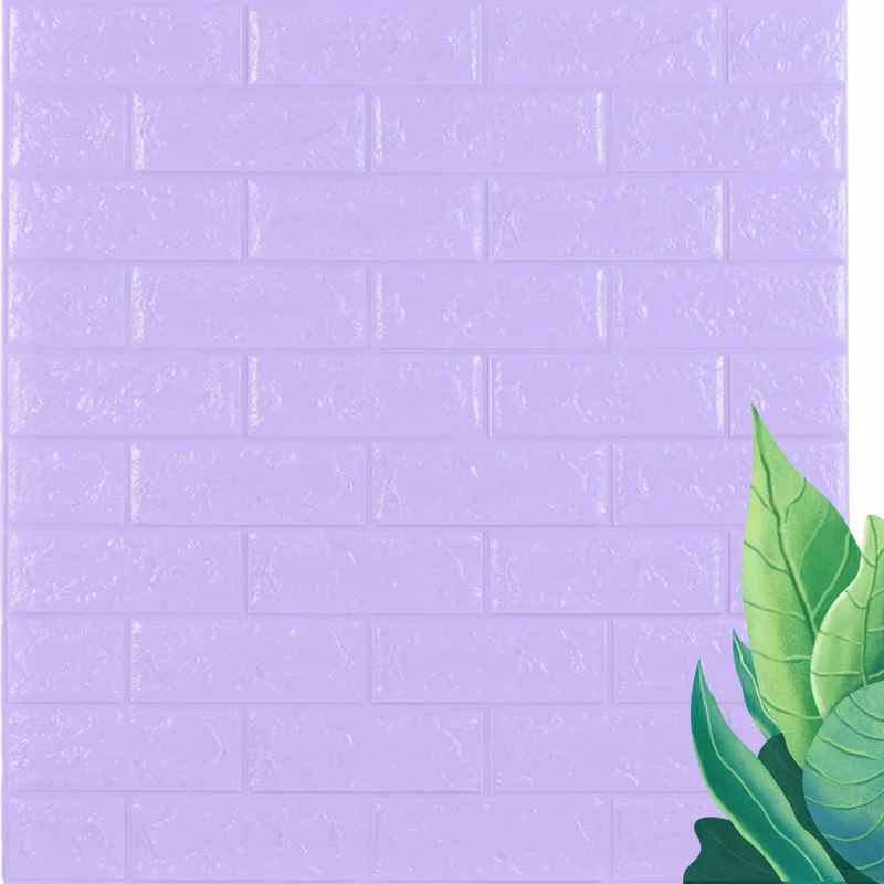 Light purple 3D настенные наклейки имитация кирпича Декор для спальни водонепроницаемые самоклеящиеся обои для гостиной кухни ТВ декорации 70*77 - Цвет: Light purple
