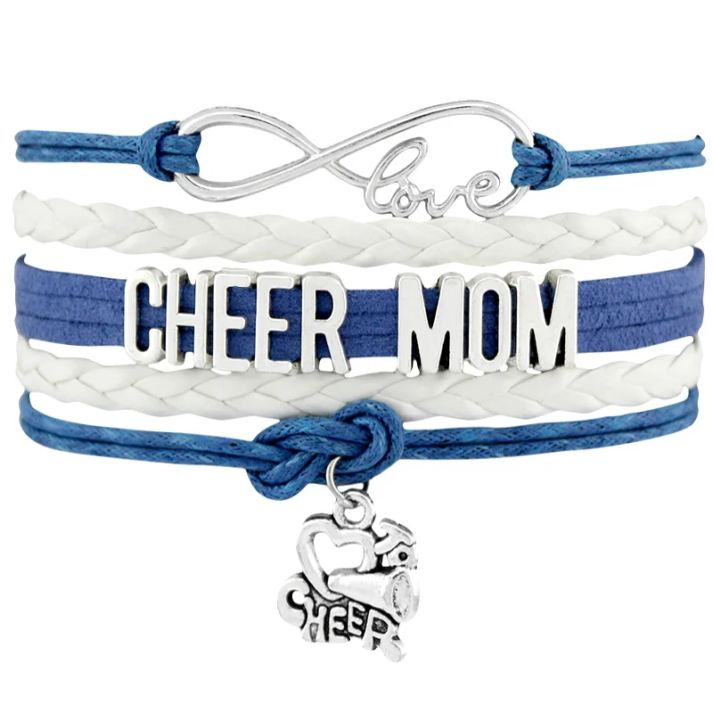 Бесконечность любовь надпись Cheer MOM талисманы браслеты и Любовь на ура для женщин