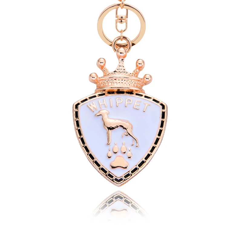Animal Whippet Keychain Key Rings For Car Gold Color Pet Dog Pendant Bag Charm Men Women Enamel Chain Keyring Trinket | Украшения и