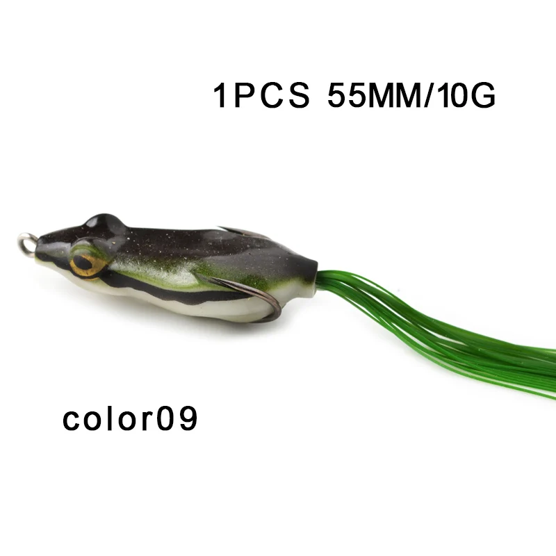 color09 TOMA 1 шт., лягушка против насекомых для рыбалки, приманка Snakehead 55 мм 60 мм, пластиковая искусственная Мягкая приманка, лягушка, приманка-топвотер, рыболовные снасти - Цвет: color09