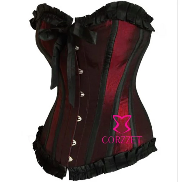Великолепный красный корсет с бантом бюстье топ металлической пряжкой со