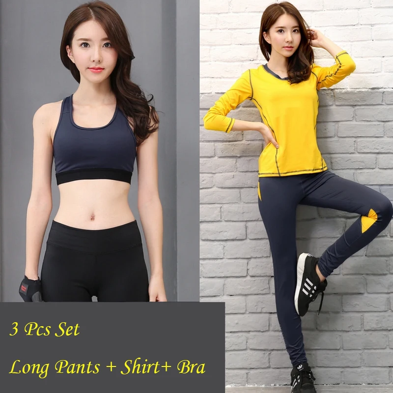 Aipbunny Elastic Women's Gym Athletic Yoga Set 3 Pieces Tracksuit Sport Yoga Set Crossfit Cool Drying Sweat-Absorbing ActiveWear images - 6