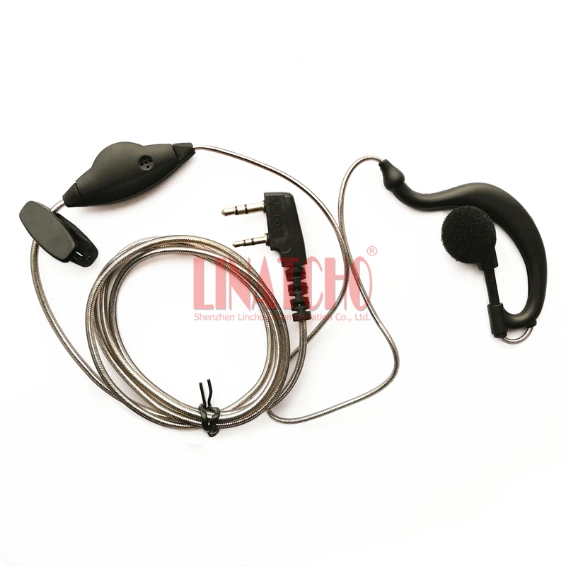 Серая прозрачная рация Двусторонняя радиосвязь с ушным крючком PTT Кнопка