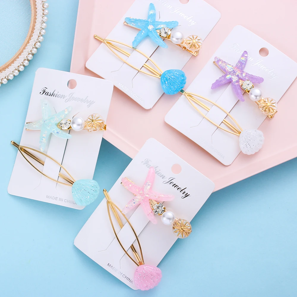 2 шт. зажимы для волос в форме морской звезды виде ракушки заколка девочек Новая