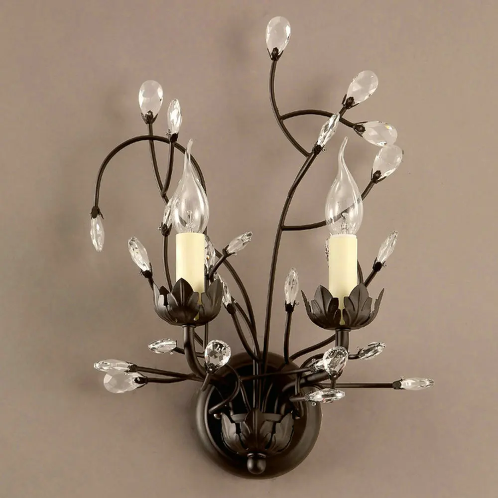 Винтажный настенный светильник с кристаллами Sretro металлический для дома