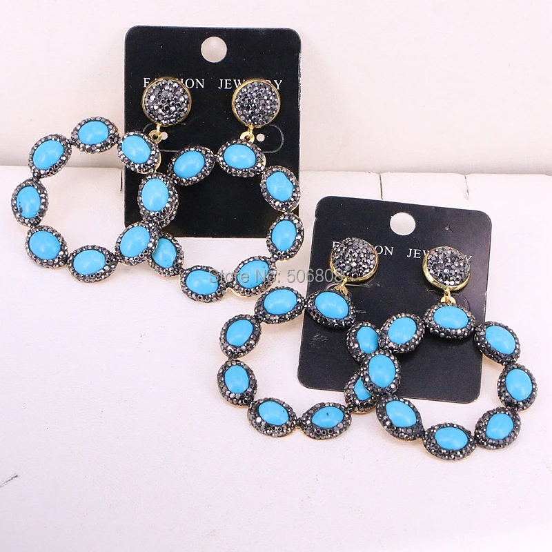 3 пары ZYZ326-0554 природа жемчуг/Кошачий глаз камень/howlite серьги цветы висячие серьги модные украшения для женщин подарок