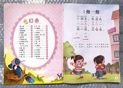 Книга с китайскими иероглифами для чтения и грамотности Pinyin красочными