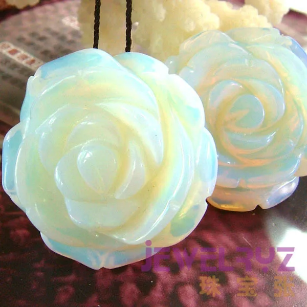 2020 New Arrival Fashion Beautiful Man-made Opal Rose Pendant Stone Flower Figurine Lucky Jewelry for Gift RP01# | Украшения и