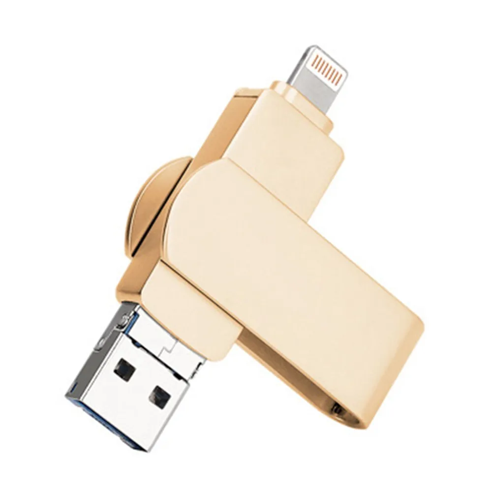 Gold 16GB 3 в 1 флеш-накопитель 128 ГБ, USB 3,0 карта памяти, флеш-накопитель, совместимый с iPhone, iPad, iPod, iOS/Android телефон и ПК - Цвет: Gold 16GB