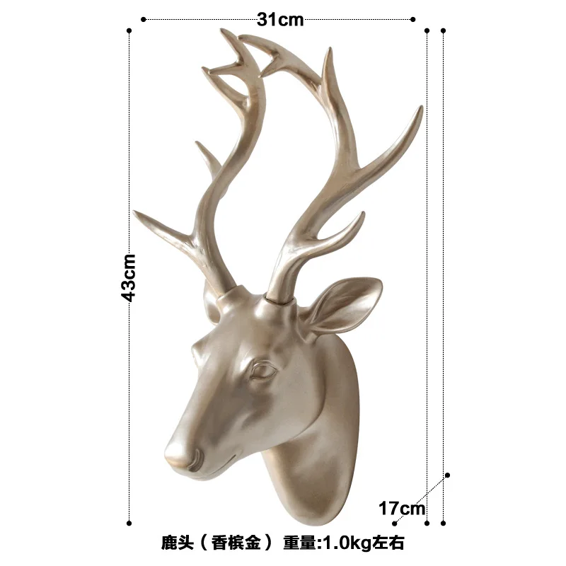 

European-style Creative 3D Animal Head Deer Head Wall Hanging Living Room Wall Decoration Resin Handicraft Scandinavia Style