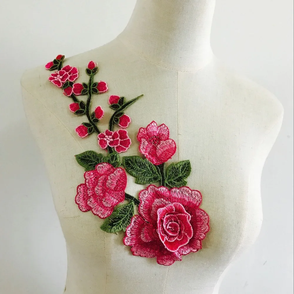 33*15 см 3D вышитый цветок воротник нашивки для платья одежды DIY Швейные аксессуары