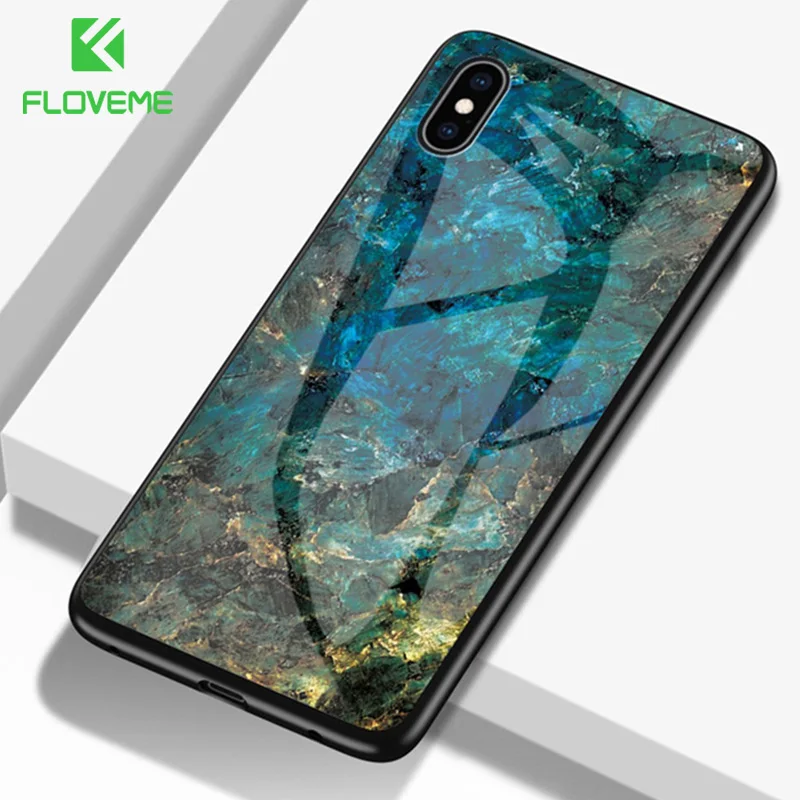 FLOVEME чехол из мраморного стекла для iPhone X XR XS MAX роскошный мягкий 7 8 6 6s Plus чехлы
