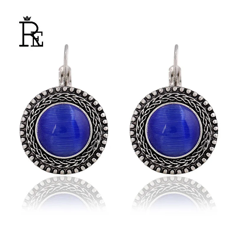 

ethnic big drop earring jewelry brinco opal dangle earrings vintage tibetan Silver Color bohemian earrings oorbellen hangers