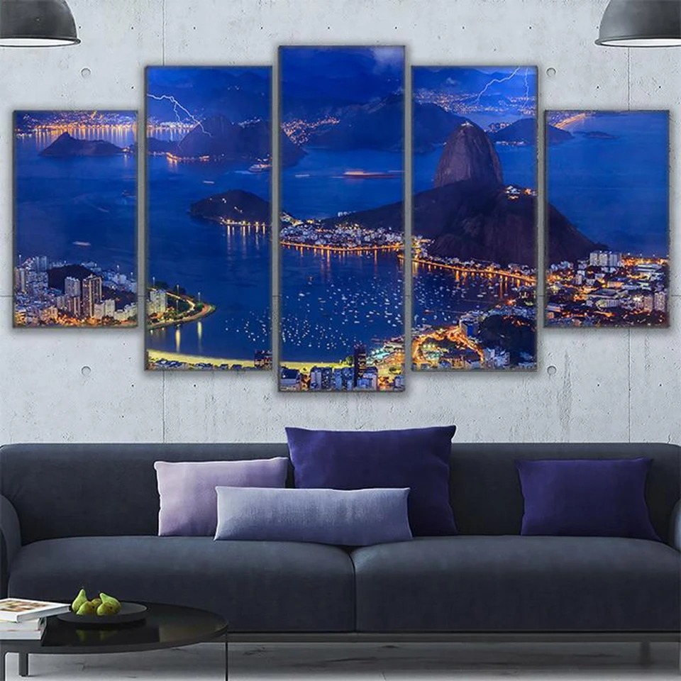 Холст Картины рамкой Wall Art принты для домашнего декора Плакат Гостиная 5 штук Рио