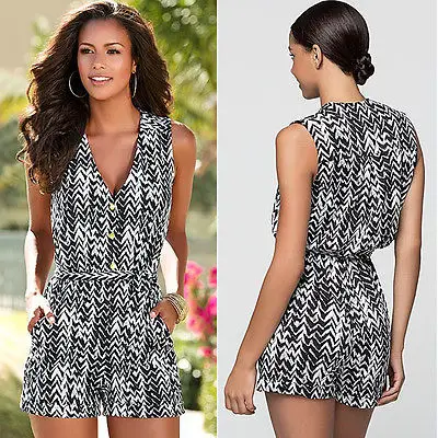 Женский комбинезон черный белый с принтом в полоску | Женская одежда