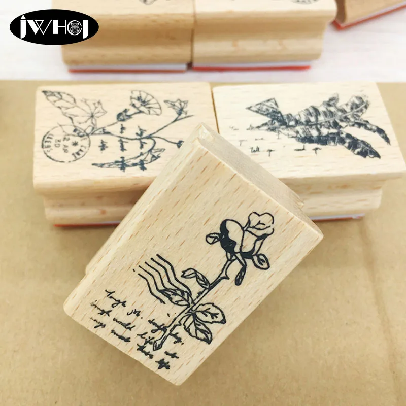 1 шт. натуральные травы завод Серия деревянный штамп деревянные и резиновые