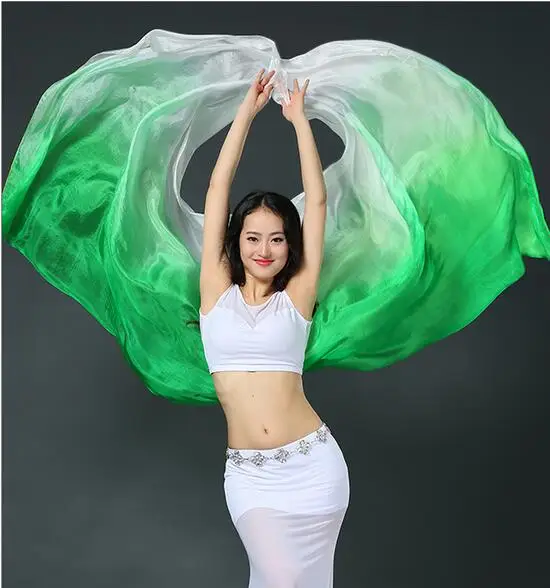 Вуаль из натурального шелка для танца живота ручная шаль 250*114 см градиентный цвет