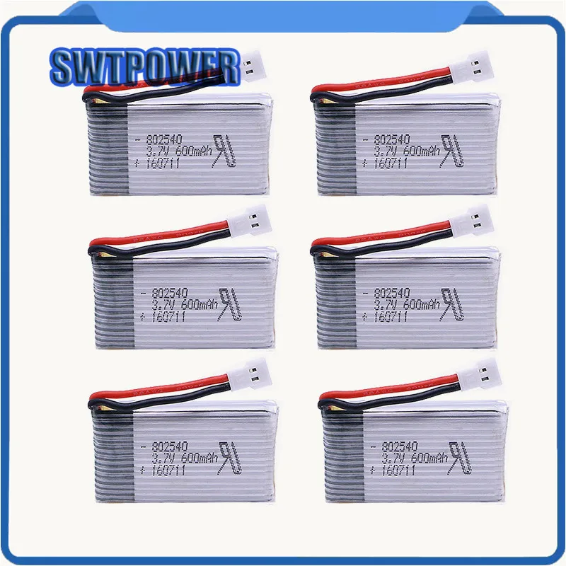 6 шт. 3 7 V 600 мА/ч 25C Батарея для Syma X5C 1 X5 X5SC X5SW H5C V931 в Lipo Зарядное устройство с