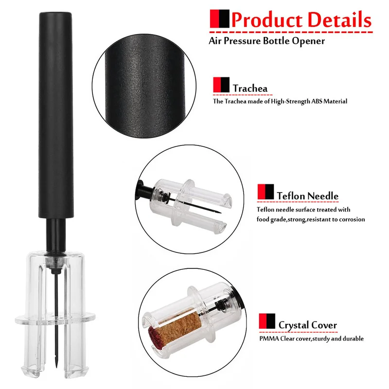 Горячий 4 шт насос давления воздуха набор открывалка для вина включает в себя