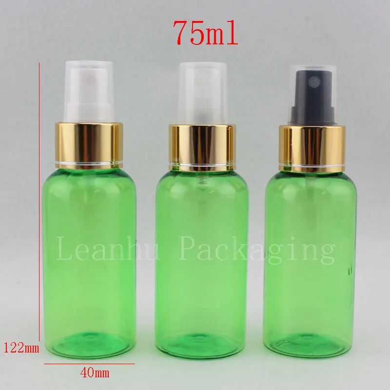 75ml X 50 Gold Mist Spray Pump Green Cosmetics Bottle 24 410 Sprayer Bottle ,Perfume Pump Container Cosmetic Packaging