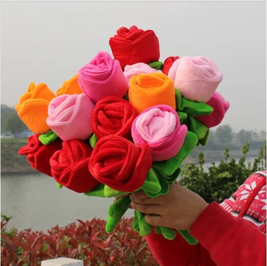 10 шт. разноцветные Плюшевые розы около 33 см|flower sceneries|flower contractflower accessories |