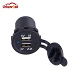 Зарядное устройство для автомобильного мотоцикла с двумя USB-разъемами, адаптер питания, розетка, зарядное устройство со светодиодной подсветкой для Iphone, для Samsung 12 В24 В