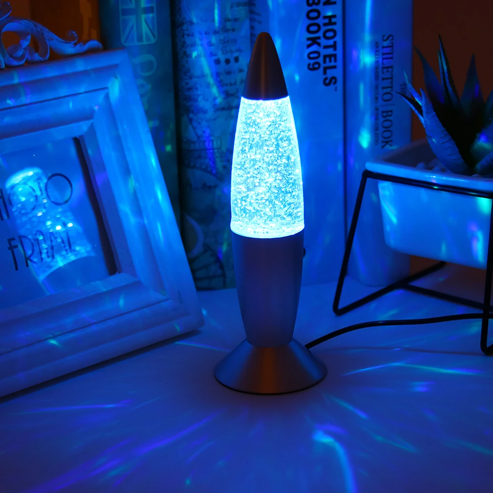 3D ракета многоцветная меняющаяся лава лампа RGB светодиодный Блестящий вечерние светильник для настроения Рождественский подарок прикроватная Ночная лампа для праздничного декора