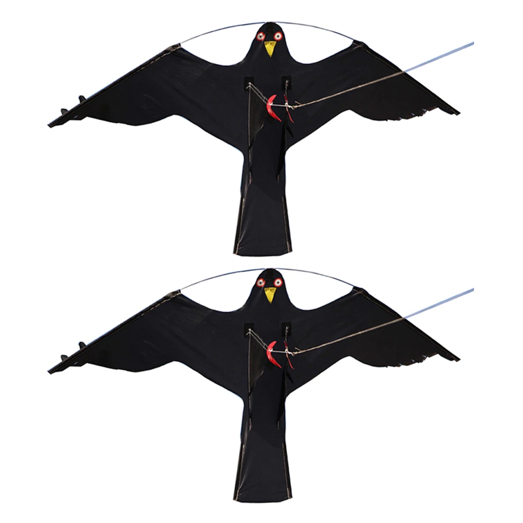 

2x #2 Large Kite Scarecrow Decoy Bird Scarer Deterrent Protect Farmers Crops Outdoor Kids Toys Black Kites Windsock