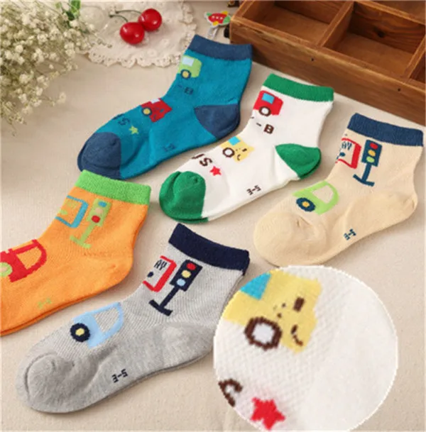 3 hong lv deng 5 пар/лот, хлопковые носки для детей 1-12 лет, летние модные дышащие спортивные сетчатые носки для маленьких мальчиков и девочек, подарок на год, CN - Цвет: 3 hong lv deng