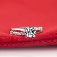 G-H Color Positive Moissanite test positive Brand 1CT Diamond Carbon Ring Engagement Solid White Gold 14K Jewelry