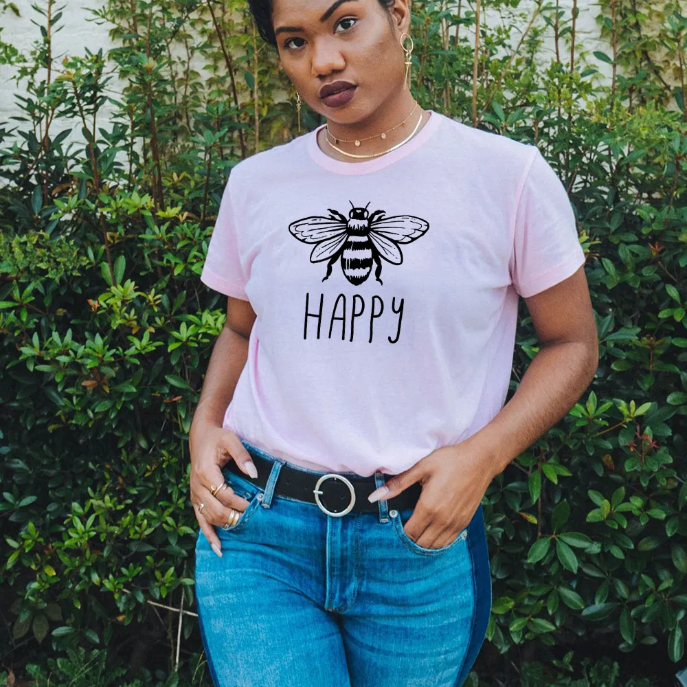 Женские футболки с коротким рукавом и принтом пчелы летние модные вдохновляющие