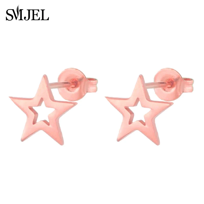 Женские и мужские серьги SMJEL Маленькие Геометрические гвоздики из нержавеющей