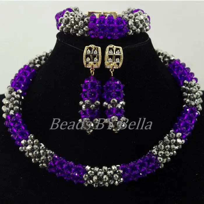 Горячая Распродажа фиолетовые/серебряные Хрустальные Бусы Африканские