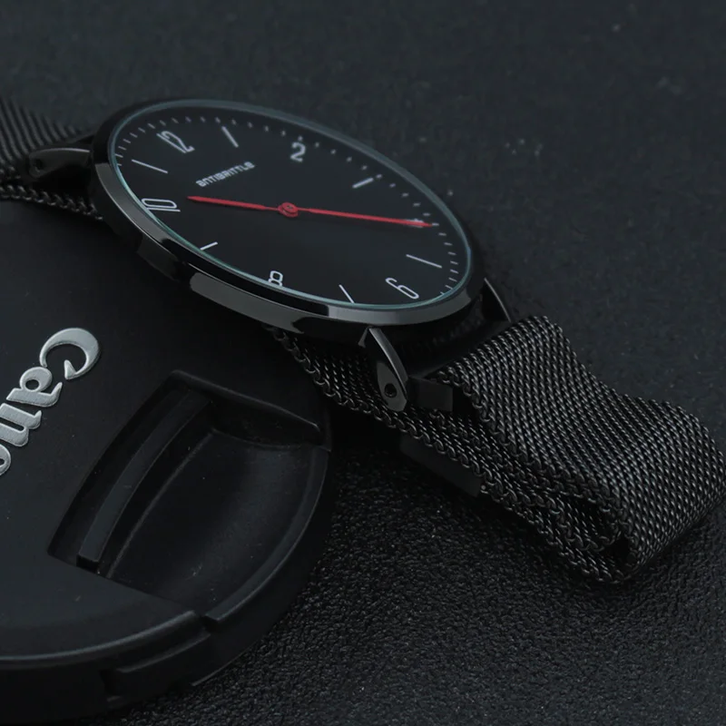 

Fashion Men Minimalist Watch Women Arabic Japan Quartz Thin Leather Silver Mesh Stainless Steel Magnet Strap Antibrittle Classic