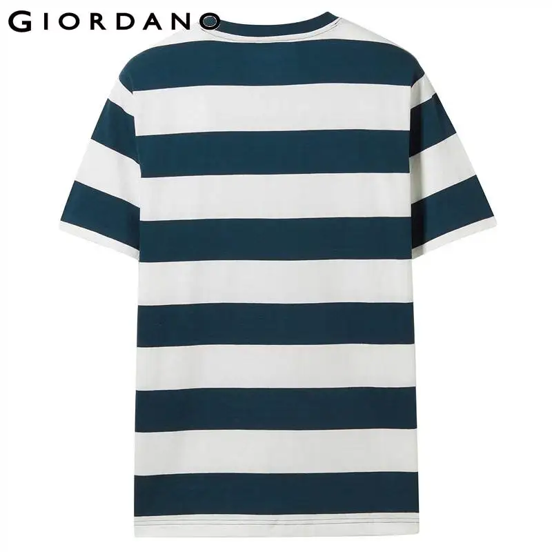 Giordano мужская футболка в полоску с короткими рукавами и круглым воротом имеется
