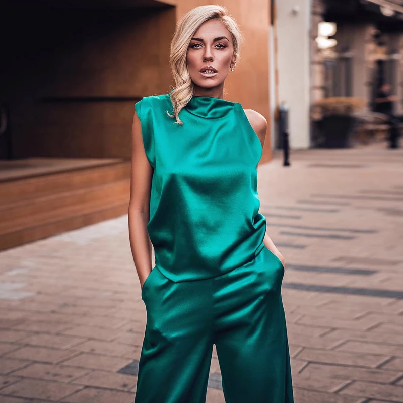 INDRESSME, новинка, стильный комплект из двух предметов, без рукавов, короткий топ с широкими штанинами, свободные, качественные, модные, вечерние, женская одежда