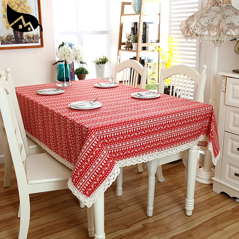 

Dream NS Tablecloth Home Linen Lace Canvas Home Decorative Rectangle Lace Tablecloth Dining Table Cover For Home Table Parts