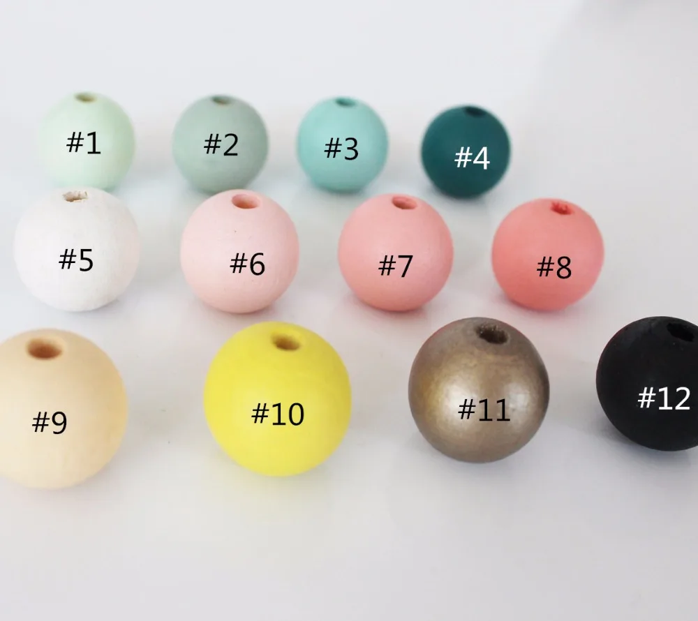 100pcs 20mm Safety Painting Round Wood Beads DIY Jewelry Making 12 Pastel Colors Can choose | Украшения и аксессуары