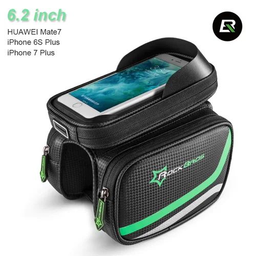 6.8 Size Bike Bag ROCKBROS велосипедная сумка, светоотражающая велосипедная Передняя сумка, водонепроницаемая велосипедная трубчатая сумка, большая емкость, MTB Каркасные сумки для iPhone для Xiaomi - Цвет: 6.8 Size Bike Bag