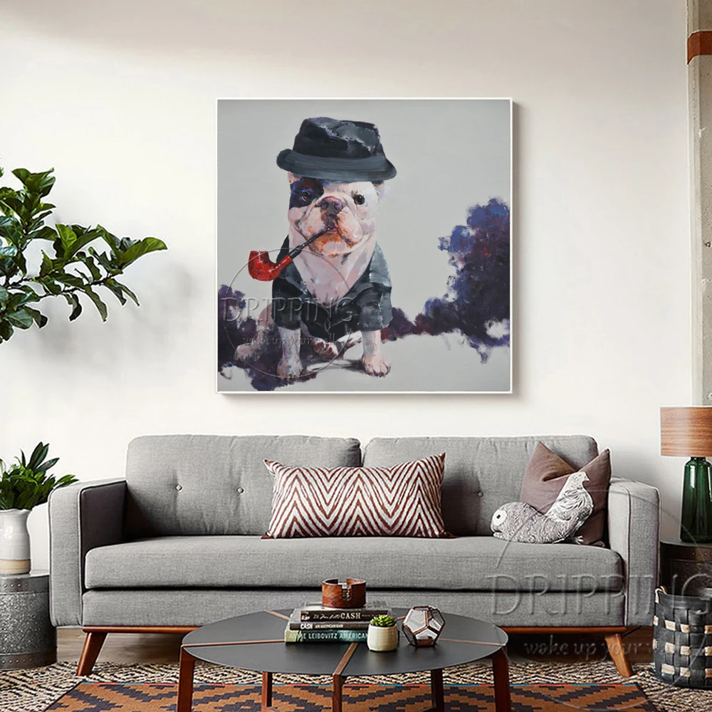 Художественная ручная роспись смешной дизайн животное Французский бульдог