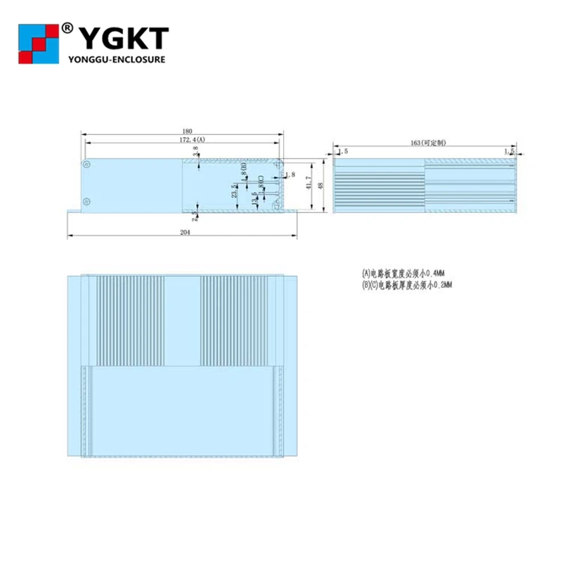 YGS-026 204-48-160 мм (W-H-L) коробки для электроники алюминиевый корпус diy электронный ящик