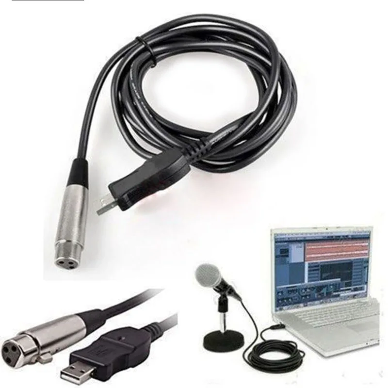 

XLR Female to USB Male 3m 9ft. Cable Cord Adapter Vocal Recorder Microphone Link Cable Connector