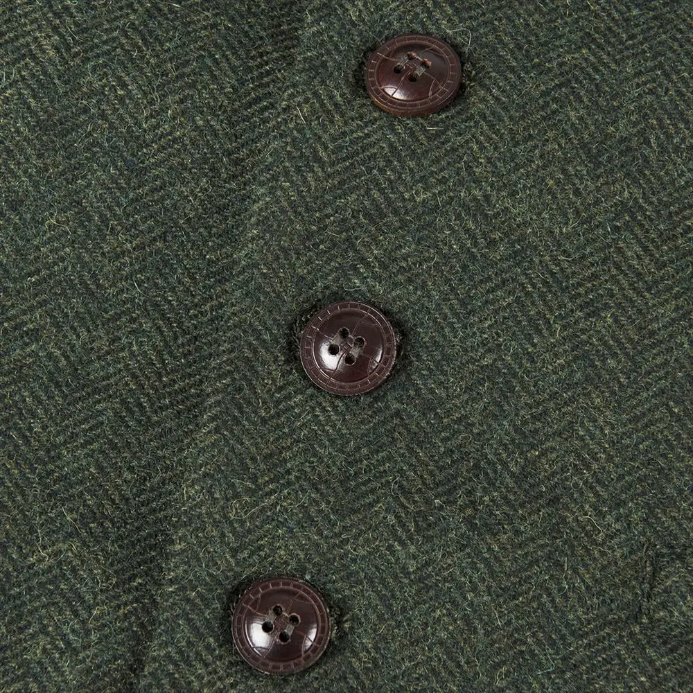 VOBOOM Green Wool Tweed Suit Vest Mens Waistcoat Single-breasted Herringbone Casual Fitted Suit Vests 007