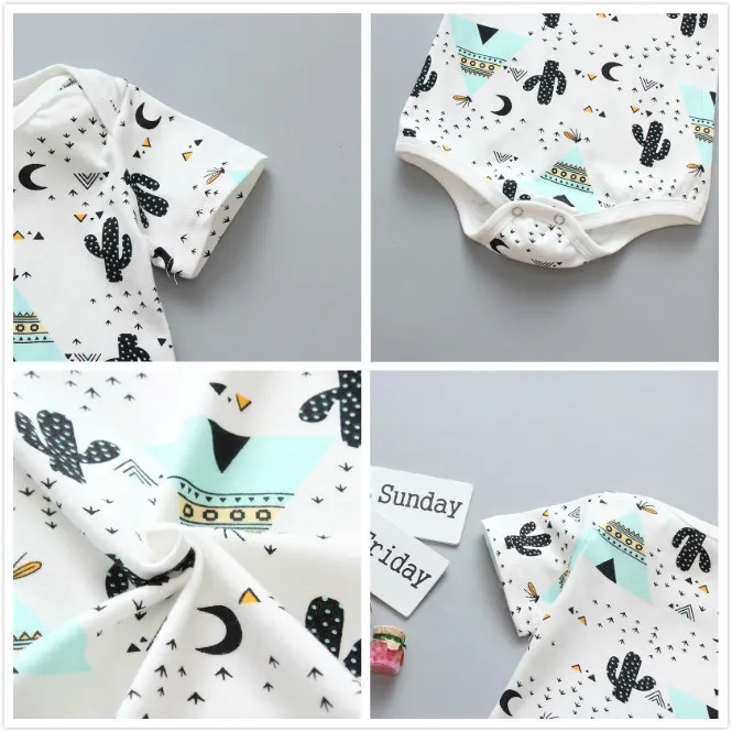 Dropshipping Infant Pajamas Fashion Baby Summer Romper Short Sleeve Cotton Rainbow Newborn Toddler Babe Clothes Suit | Детская одежда и