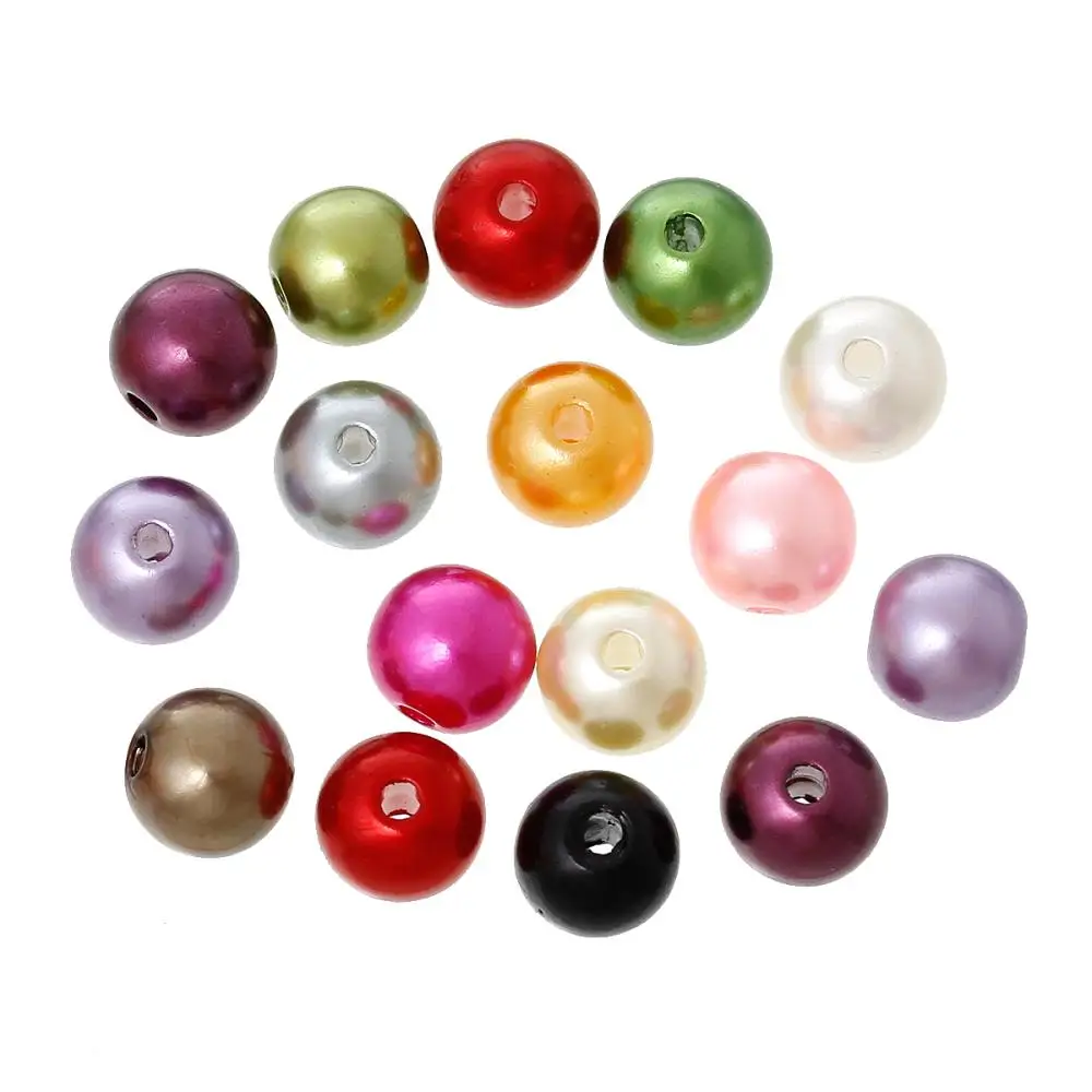 DoreenBeads 300 шт. Смешанные Круглые бусины с имитацией жемчуга диаметром 8 мм (B05246) yiwu |