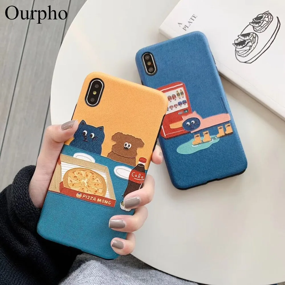 Ourpho милый мультяшный чехол для телефона с рисунком в виде животного iphone 11Pro Max XR X 6